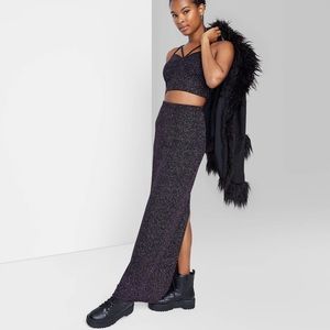 Wild Fable Shimmer Crop Top and Maxi Skirt Set
